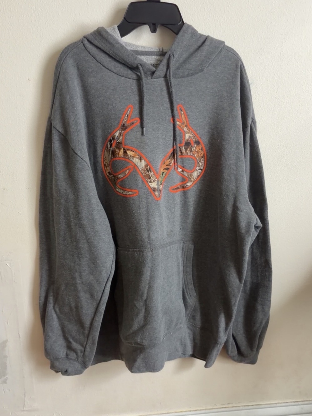 Realtree Gray Hoodie with Orange-Trim Camouflage Logo